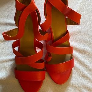 Coral/ pink strappy heals